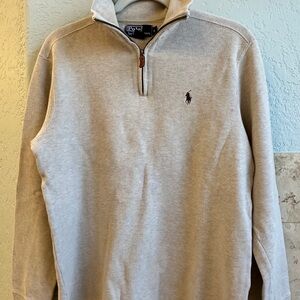 Polo by Ralph Lauren Men's Khaki Quarter-Zip Sweater
